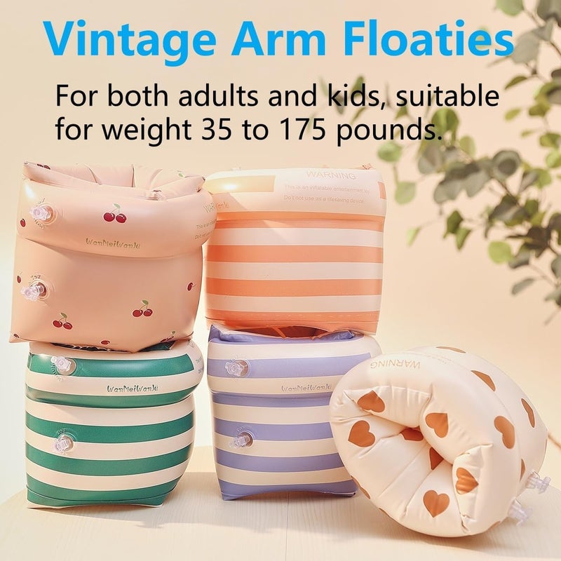 YUNLOVXEE 2-4 Pack Arm Floaties for Kids Adult - Vintage Striped Inflatable PVC Swimming Rings Pool Floats Arm Bands for Kids Adult Toddlers Children 3-5-6-12 Years - Image 3